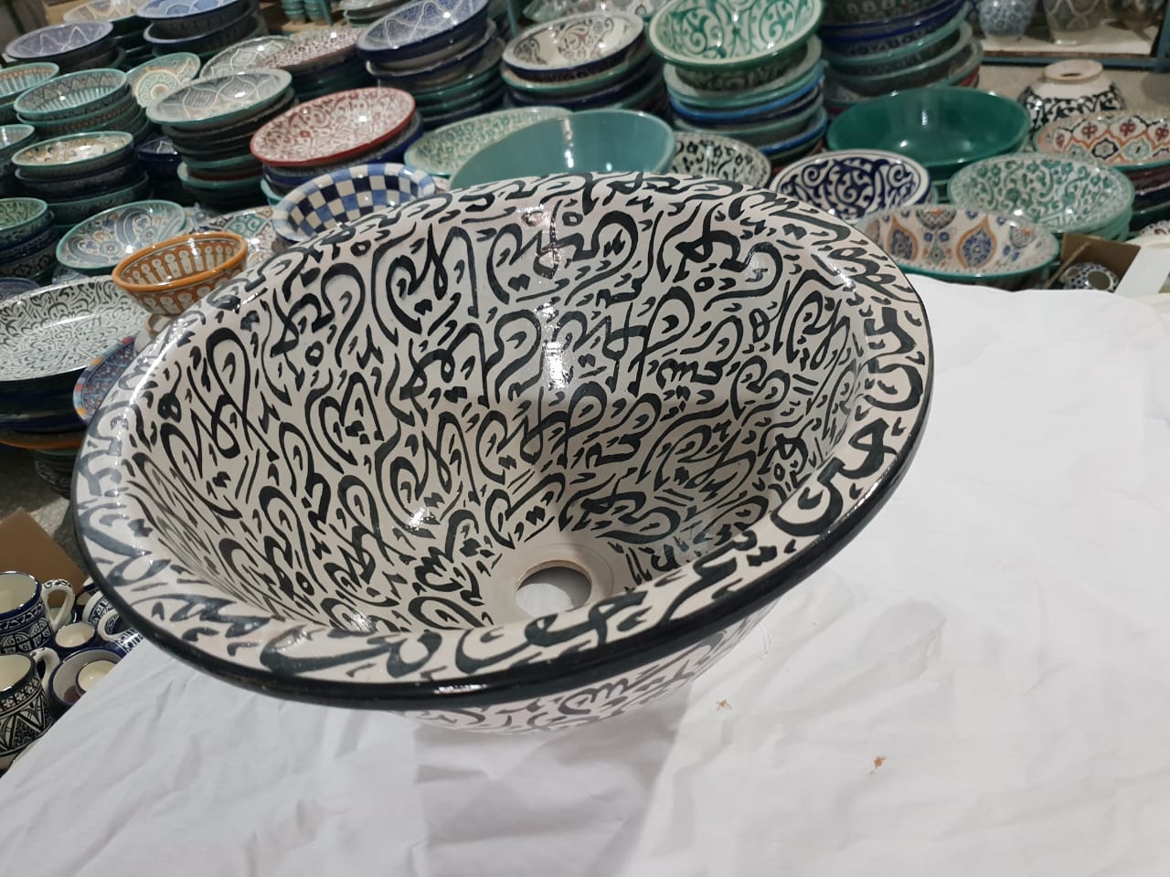 Authentic Moroccan Sink – Handcrafted Round Ceramic Basin – Decorative Bathroom Vessel - Image 3