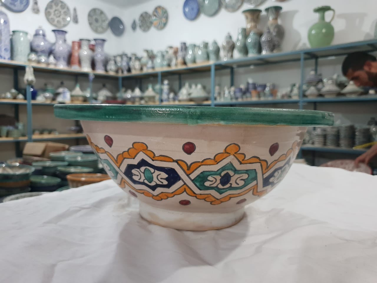 Authentic Moroccan Sink – Handcrafted Round Ceramic Basin – Decorative Bathroom Vessel - Image 3