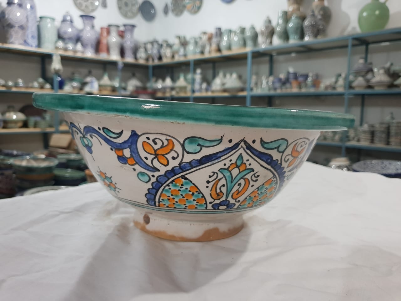 Authentic Moroccan Sink – Handcrafted Round Ceramic Basin – Decorative Bathroom Vessel - Image 3