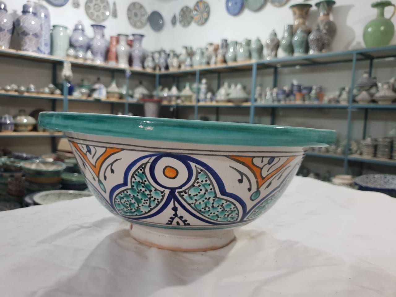 Authentic Moroccan Sink – Handcrafted Round Ceramic Basin – Decorative Bathroom Vessel - Image 2