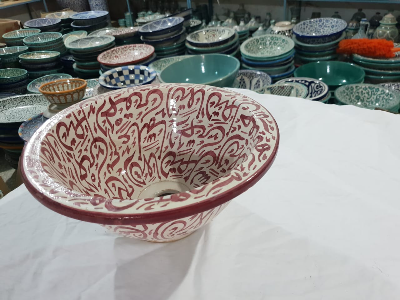 Authentic Moroccan Sink – Handcrafted Round Ceramic Basin – Decorative Bathroom Vessel - Image 3