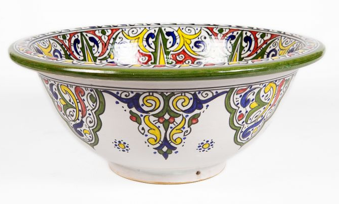 Authentic Moroccan Sink – Handcrafted Round Ceramic Basin – Decorative Bathroom Vessel - Image 4