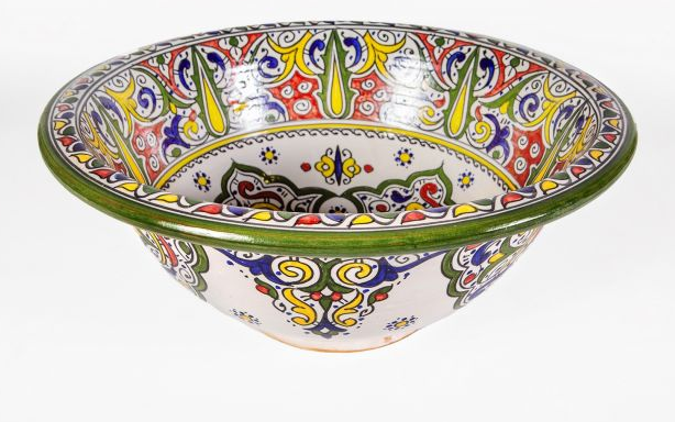 Authentic Moroccan Sink – Handcrafted Round Ceramic Basin – Decorative Bathroom Vessel - Image 3