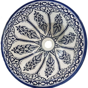 Authentic Moroccan Sink – Handcrafted Round Ceramic Basin – Decorative Bathroom Vessel