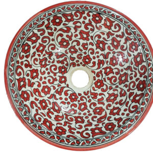 Authentic Moroccan Sink – Handcrafted Round Ceramic Basin – Decorative Bathroom Vessel