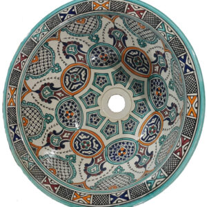 Authentic Moroccan Sink – Handcrafted Round Ceramic Basin – Decorative Bathroom Vessel