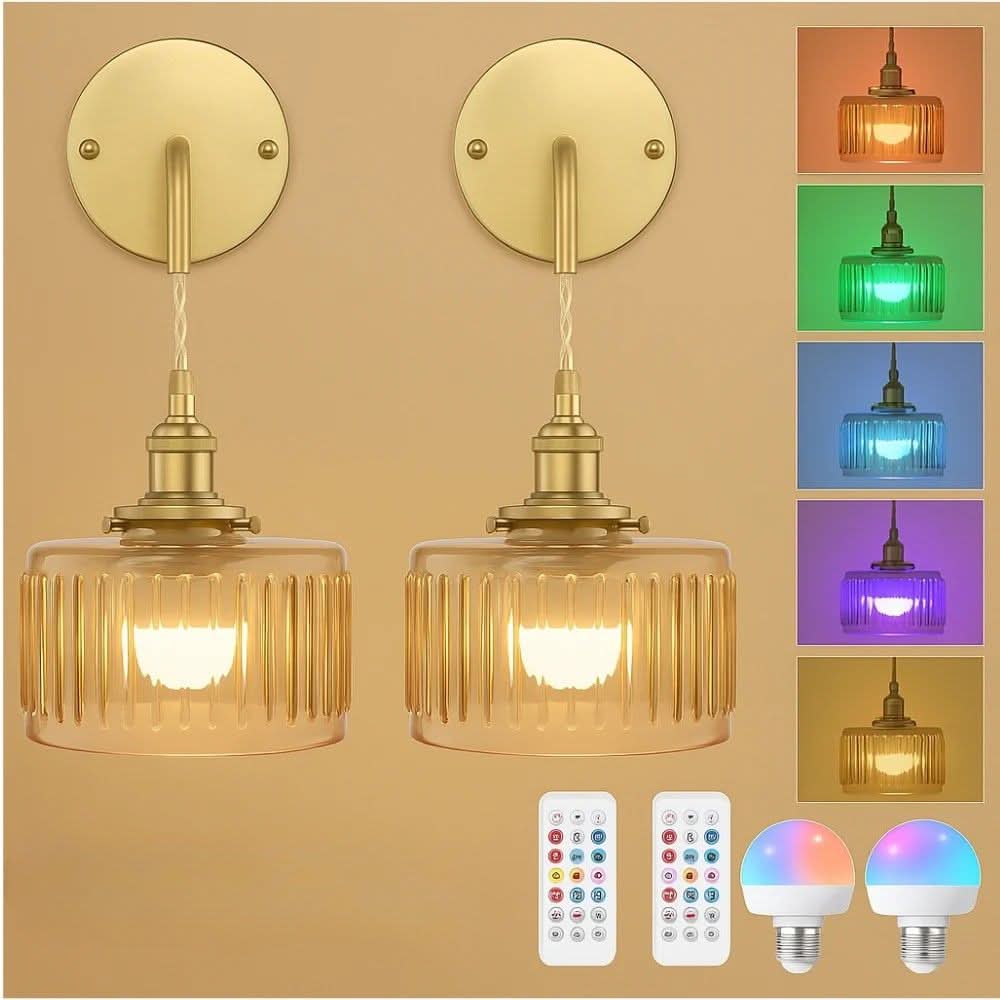 Vintage Wireless Wall Sconces Set of 2 - Image 17