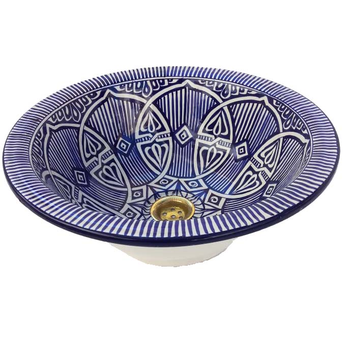 Authentic Moroccan Sink – Handcrafted Round Ceramic Basin – Decorative Bathroom Vessel - Image 2