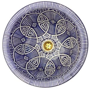 Authentic Moroccan Sink – Handcrafted Round Ceramic Basin – Decorative Bathroom Vessel
