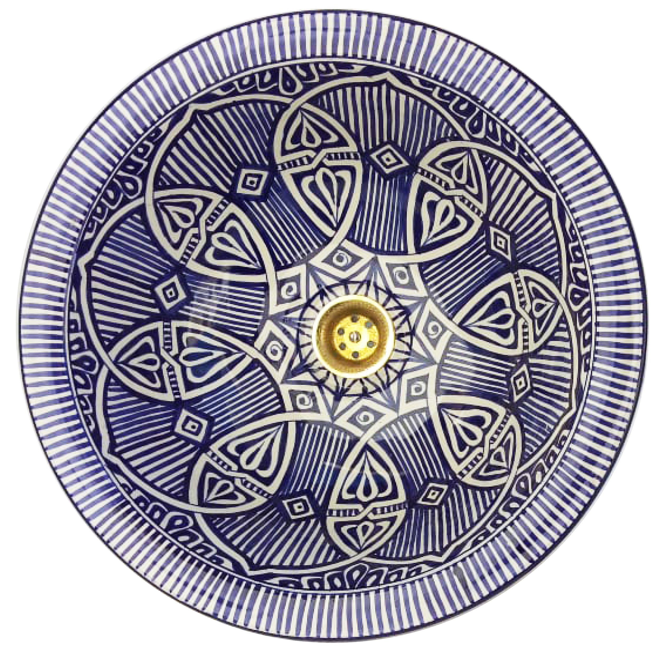 Authentic Moroccan Sink – Handcrafted Round Ceramic Basin – Decorative Bathroom Vessel