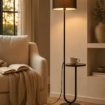 Floor Lamp with Side Table for Living Room Storage