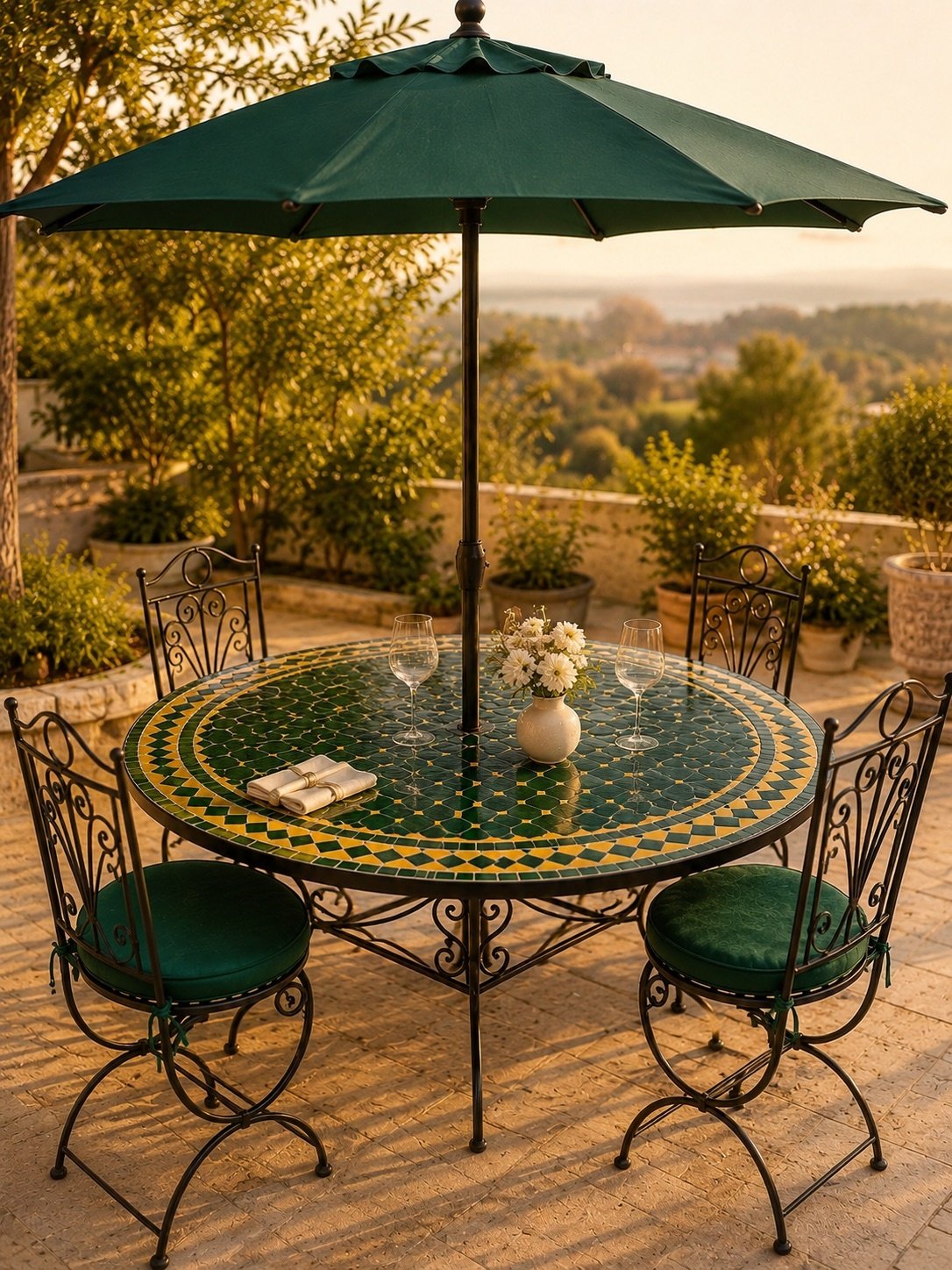 Moroccan Mosaic Patio Table Set | Outdoor Bistro Table - Image 4