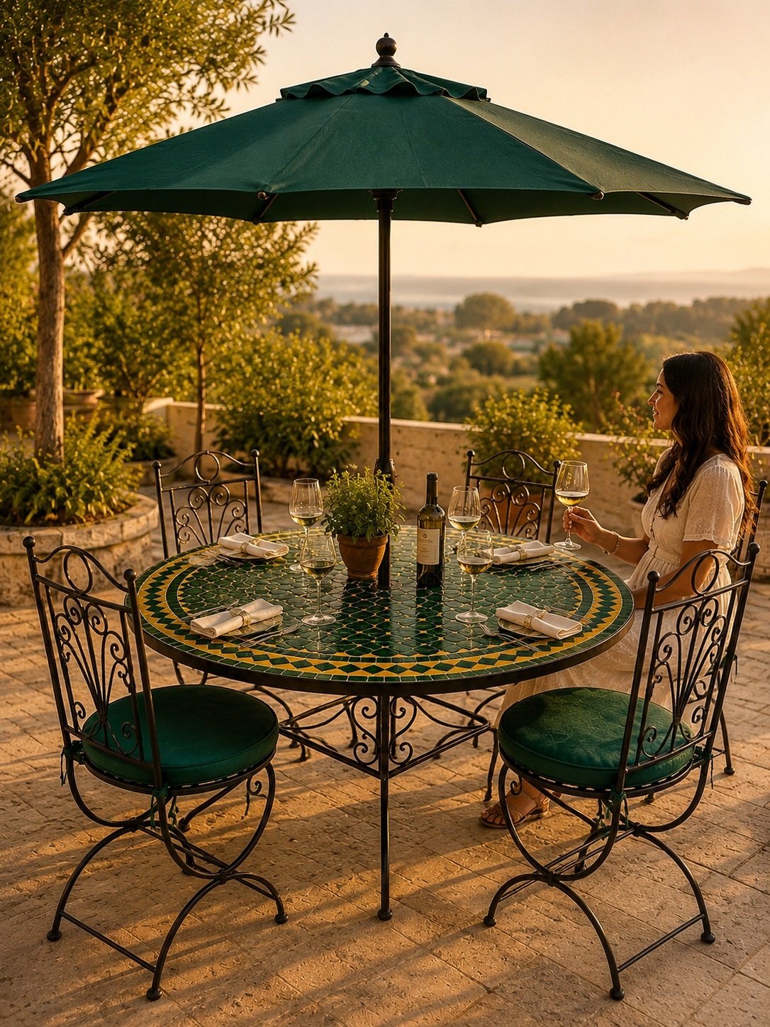 Moroccan Mosaic Patio Table Set | Outdoor Bistro Table - Image 5
