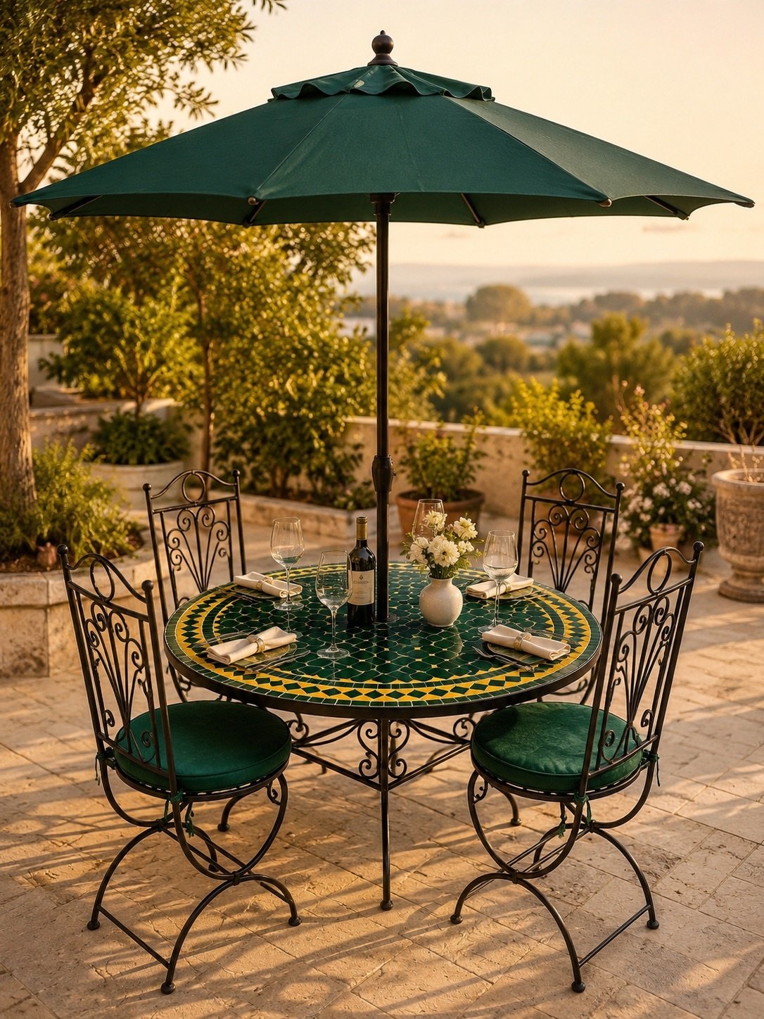 Moroccan Mosaic Patio Table Set | Outdoor Bistro Table