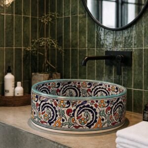 Multicolor ceramic vessel sink for luxury bathroom vanity