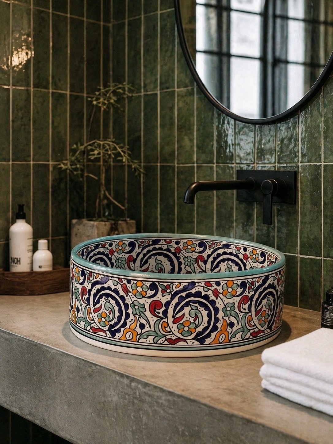 Multicolor ceramic vessel sink for luxury bathroom vanity