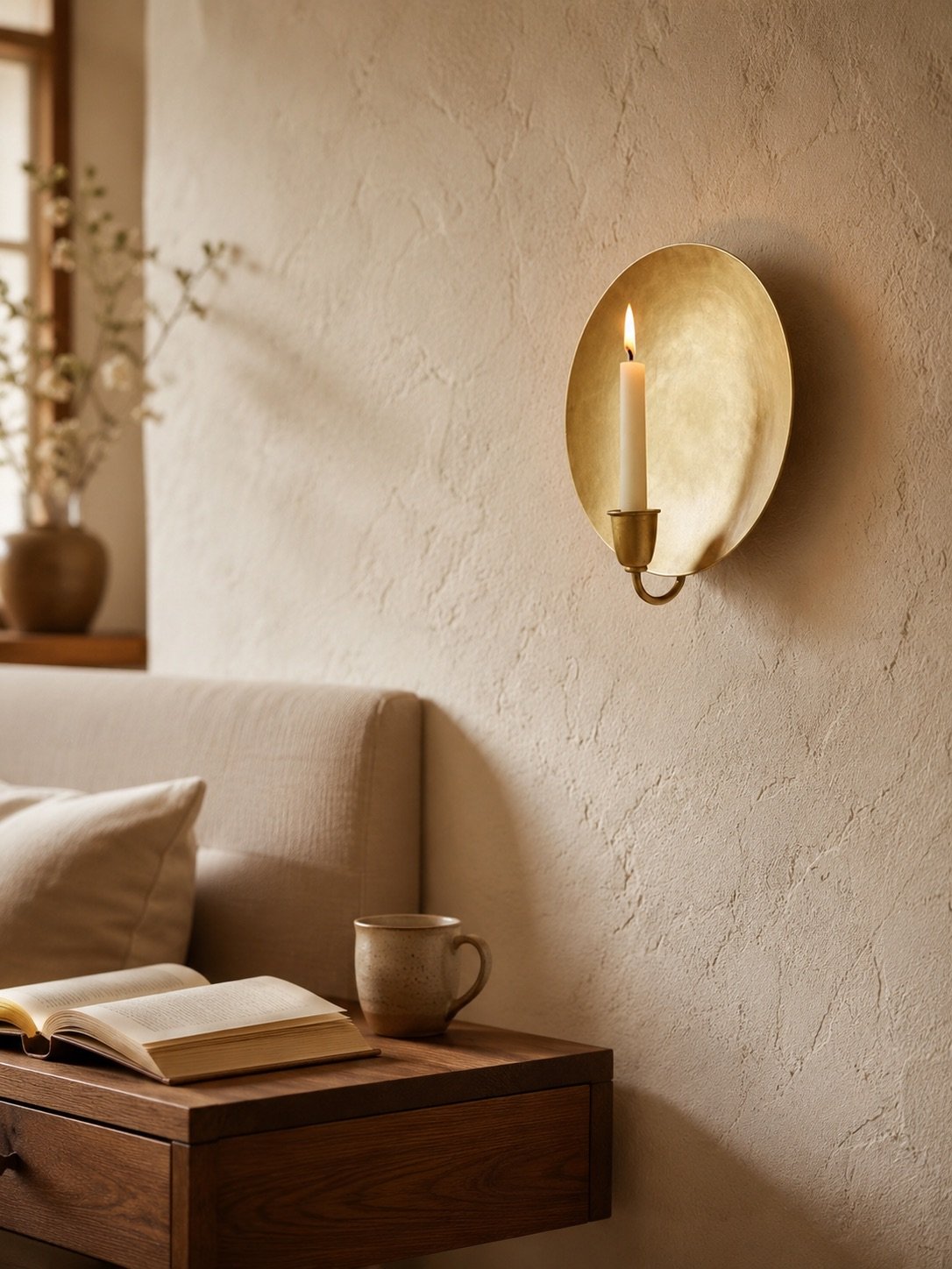 Brass Candle Sconce – Handmade Moroccan Wall Candle Holder - Image 3