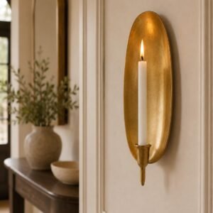 Brass candle sconce handmade Moroccan wall candle holder in gold finish