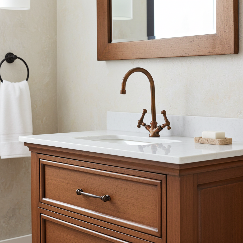 Oil Rubbed Bronze Bathroom Faucet – Vintage Gooseneck Vanity Sink Tap - Image 2