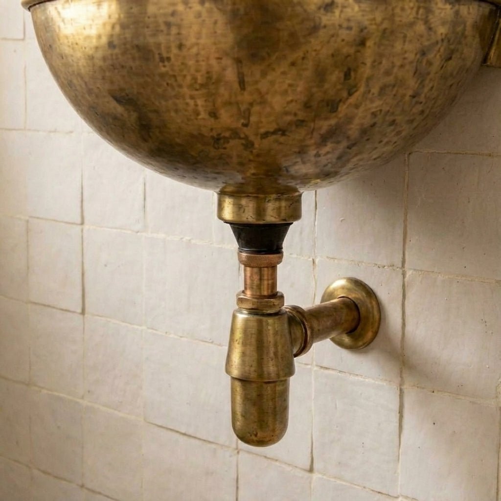 Vintage Brass Wall Mounted Sink with Unlacquered Brass Faucet - Image 2
