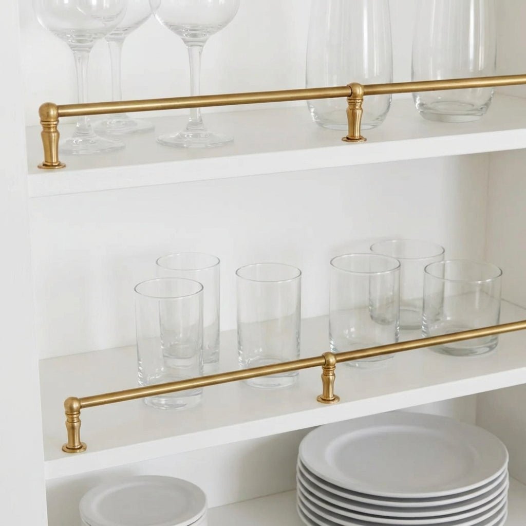 Solid Unlacquered Brass Shelf Rail – Classic Kitchen Gallery Railing - Image 3
