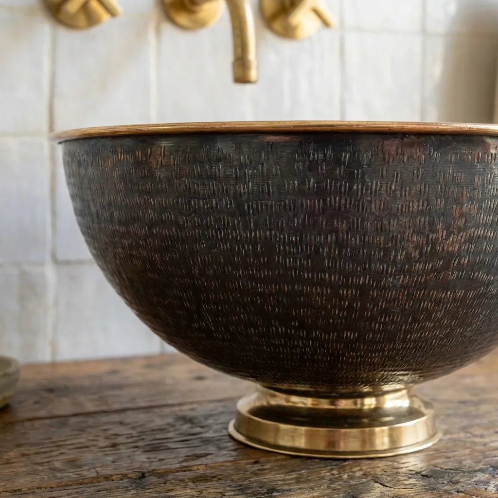 Handmade Vanity Basin Round Sink – Black Brass Bathroom Vessel Sink - Image 2