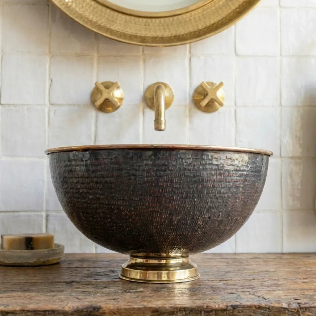 Handmade Vanity Basin Round Sink – Black Brass Bathroom Vessel Sink - Image 4