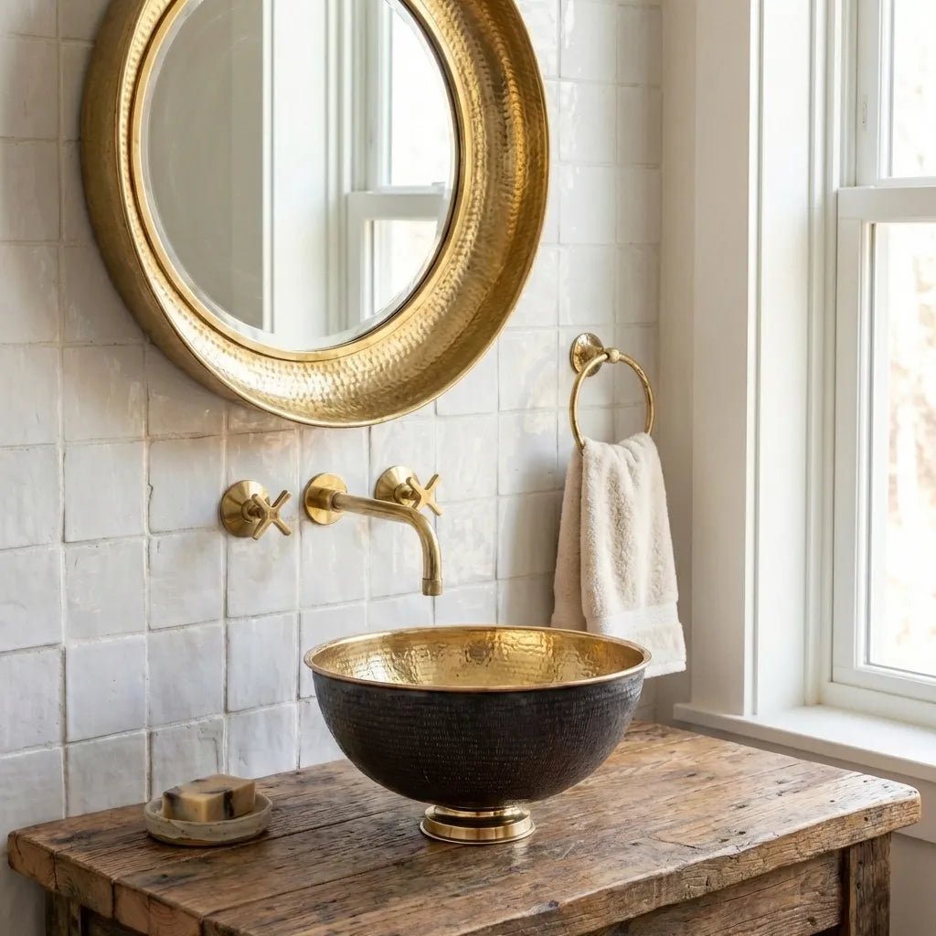 Handmade Vanity Basin Round Sink – Black Brass Bathroom Vessel Sink - Image 5