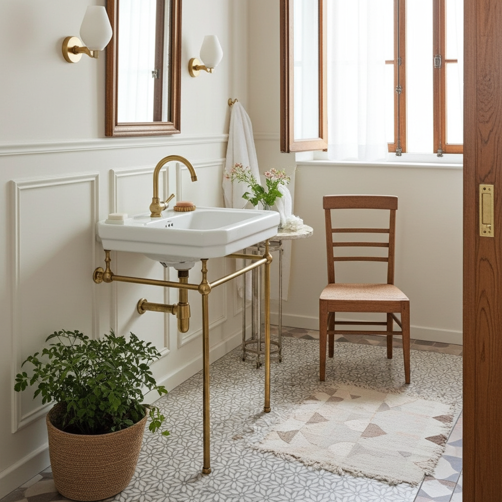 Unlacquered Brass Console Vanity Legs – Handmade Bathroom Sink Stand - Image 2