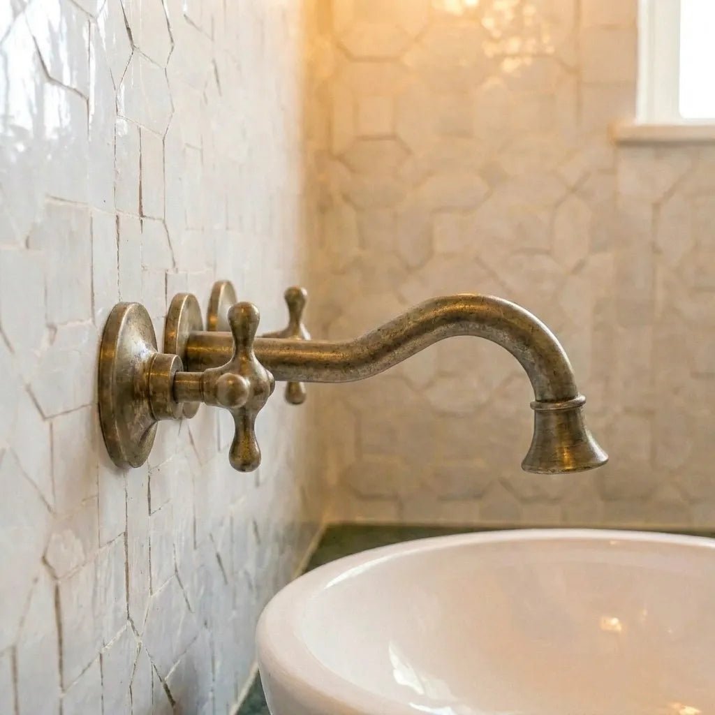 Classic European Vintage Brass Bathroom Wall Faucet - Image 4