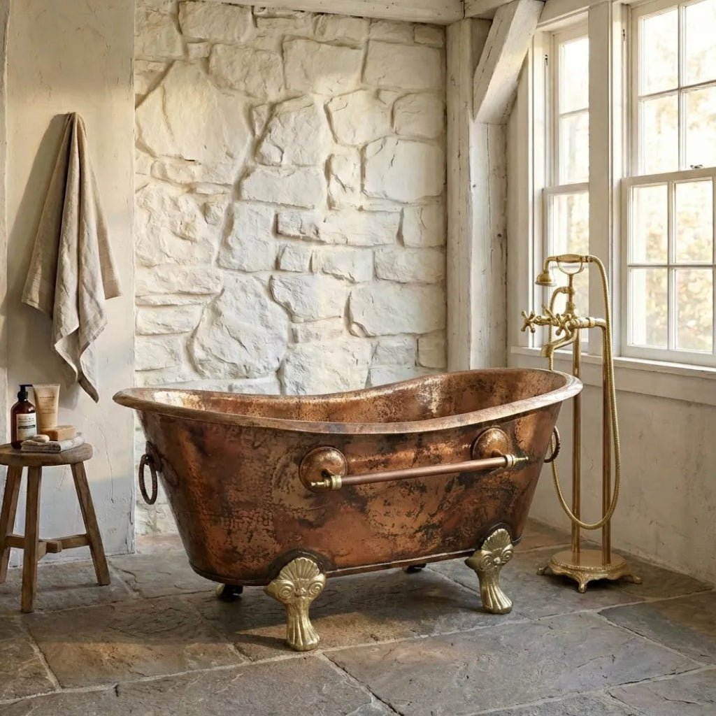 Antique Copper Clawfoot Bathtub – Vinatge Soaking Tub - Image 5