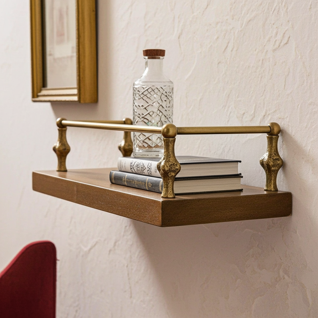Hammered Brass Gallery Rail – Unlacquered Solid Brass Shelf Bar for Cabinets & Open Shelving - Image 3