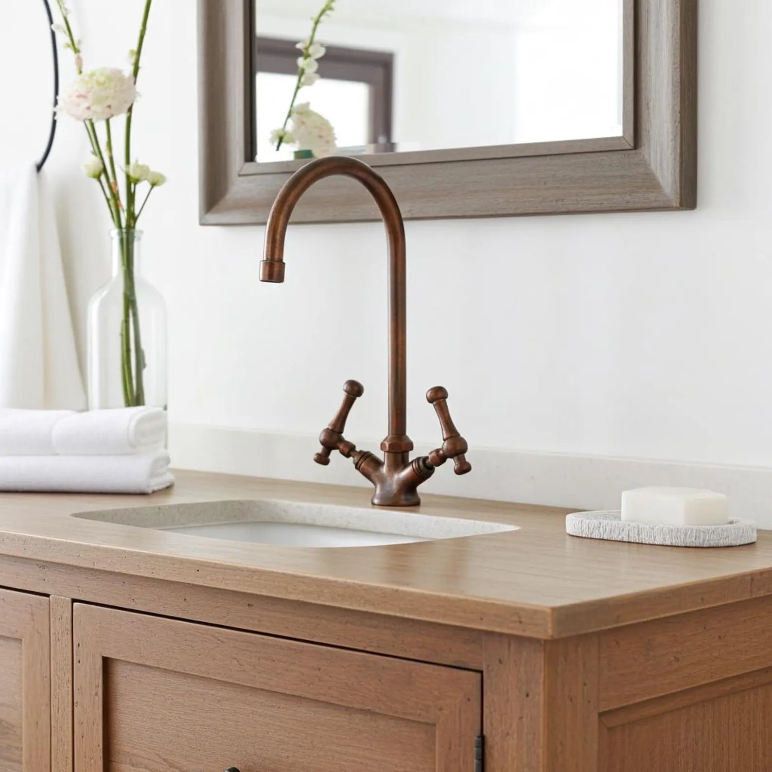Oil Rubbed Bronze Bathroom Faucet – Vintage Gooseneck Vanity Sink Tap