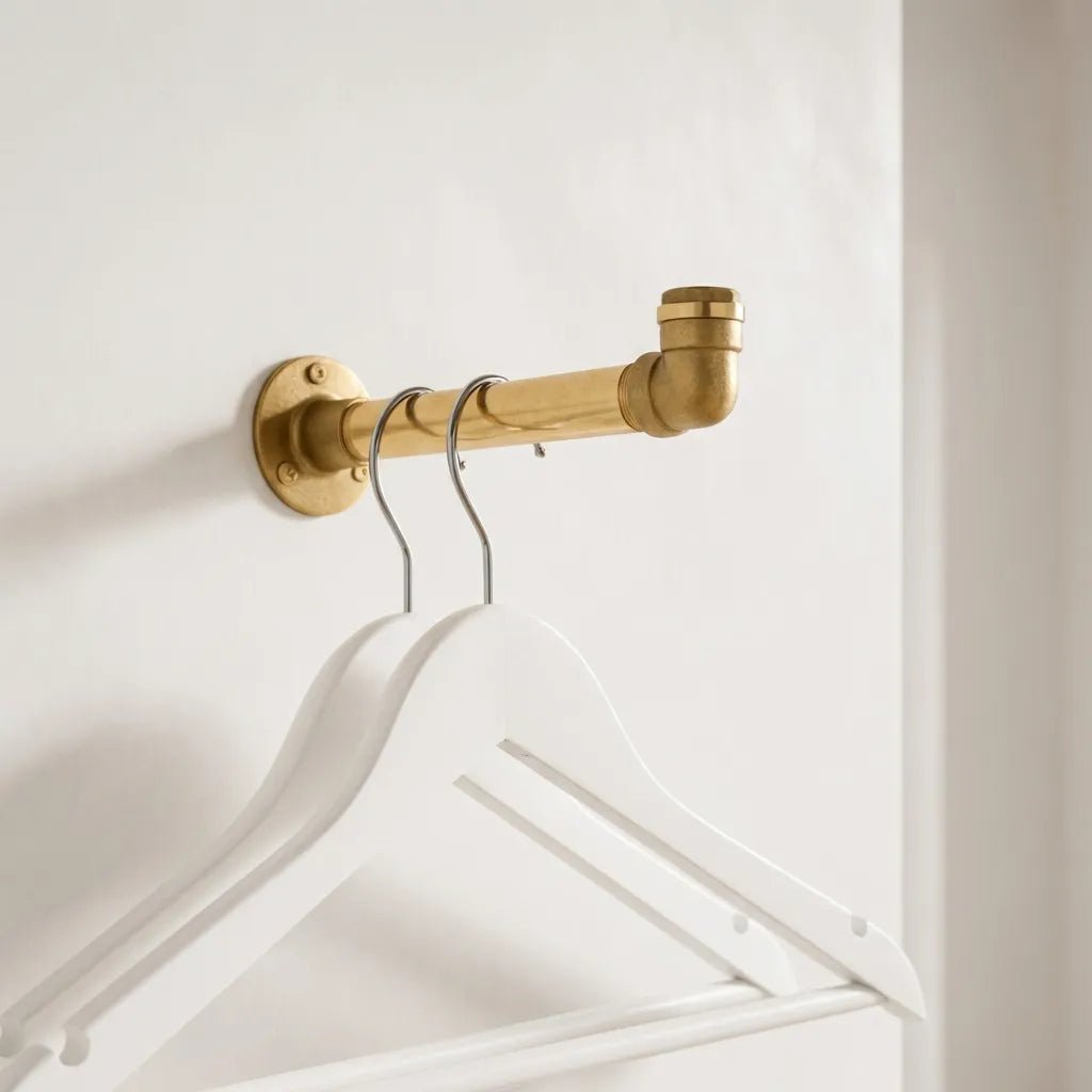 Solid Brass Wall Mounted Clothes Rack – Industrial Hanging Rod for Entryway or Closet - Image 3
