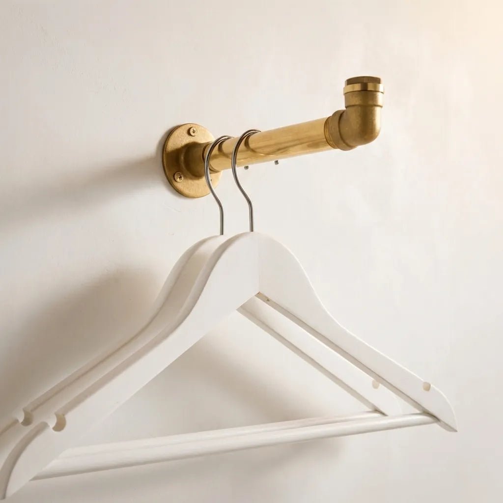 Solid Brass Wall Mounted Clothes Rack – Industrial Hanging Rod for Entryway or Closet - Image 2