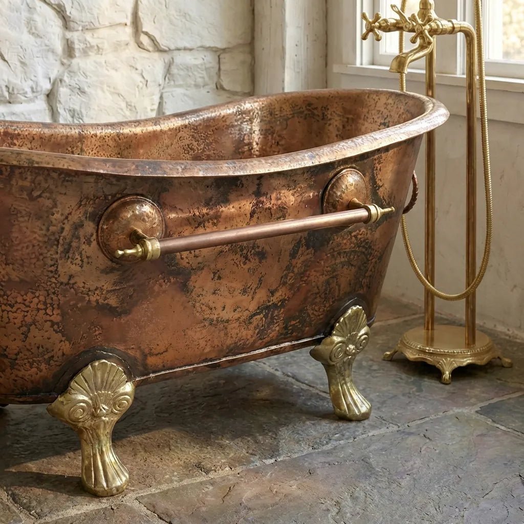 Antique Copper Clawfoot Bathtub – Vinatge Soaking Tub - Image 4