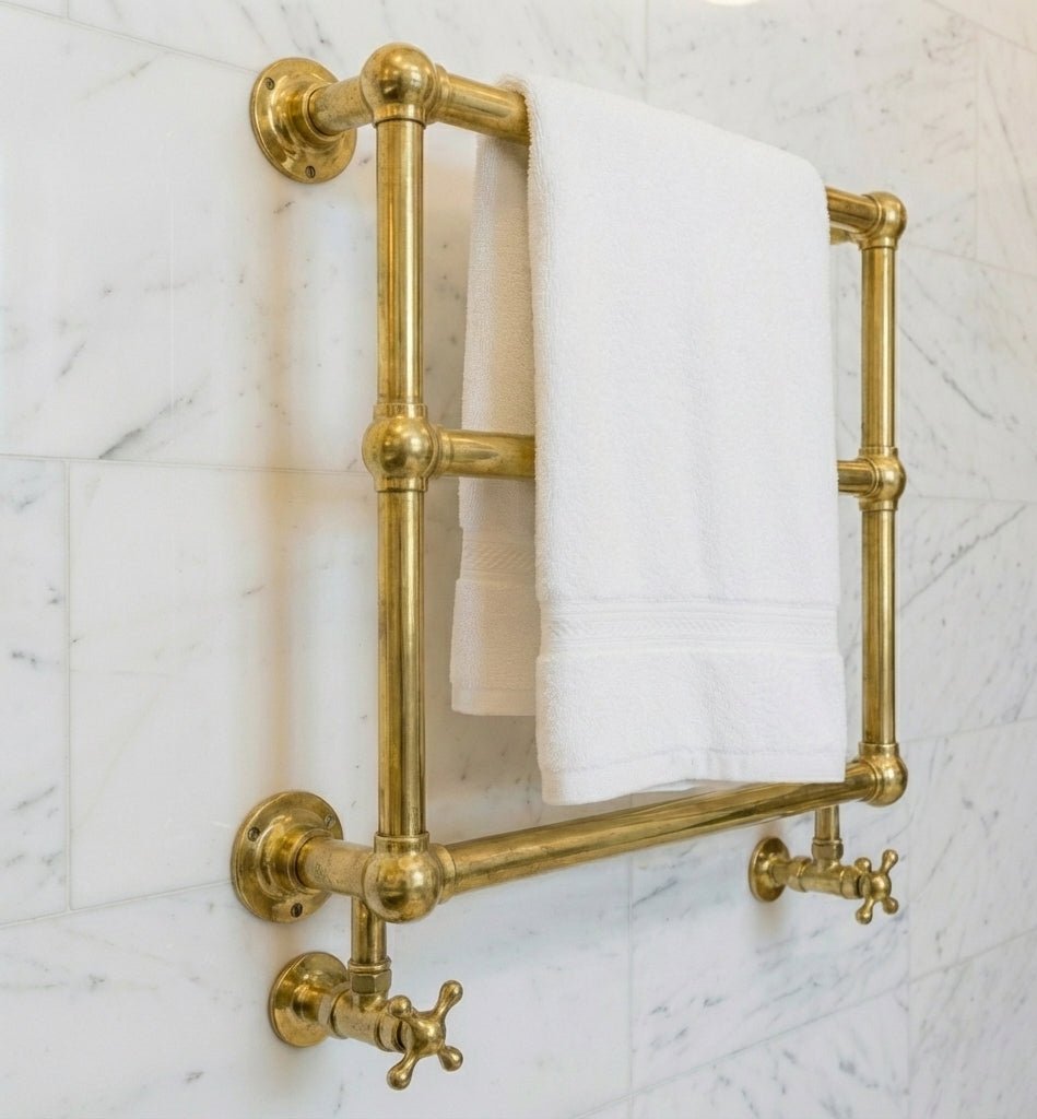 Unlacquered Brass Wall Mounted Towel Warmer Rail - Image 3