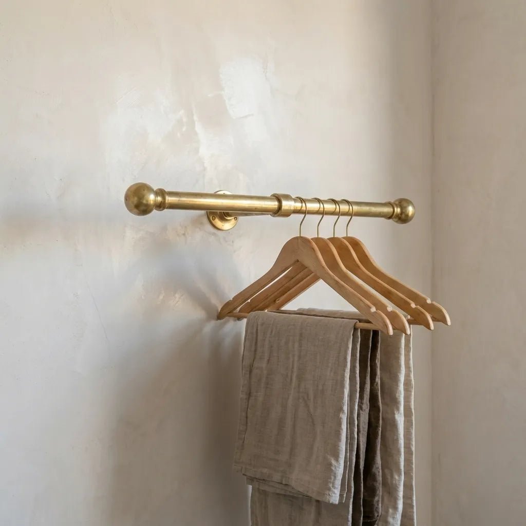 Unlacquered Brass Closet Rod – Wall Mounted Vintage Clothes Rail - Image 2