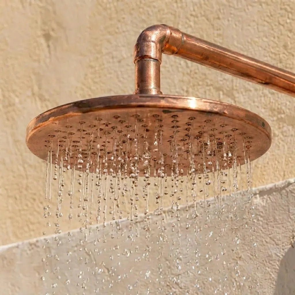 Outdoor Copper Shower System with Handheld Sprayer – Rustic Wall Mount Rain Shower Set - Image 3