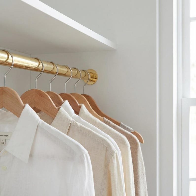 Solid Brass Closet Rail – Handmade Unlacquered Wardrobe Hanging Rod