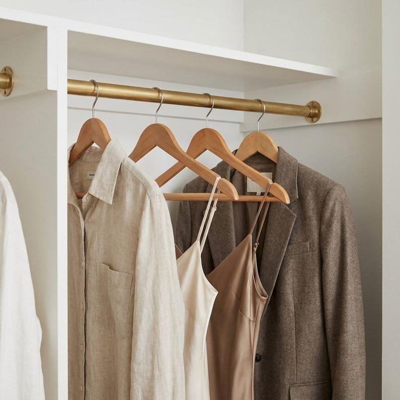 Solid Brass Closet Rail – Handmade Unlacquered Wardrobe Hanging Rod - Image 2