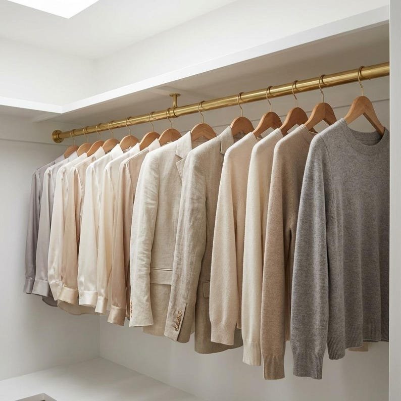 Solid Brass Closet Rail – Handmade Unlacquered Wardrobe Hanging Rod - Image 3