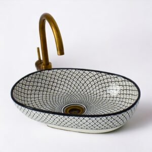 Hand-Painted Oval Ceramic Sink