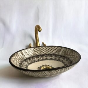 Hand-Painted Oval Ceramic Sink