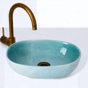 Hand-Painted Oval Ceramic Sink