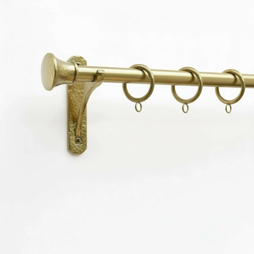 Handmade Unlacquered Brass Curtain Rod – Solid Brass Window Hardware with Rings